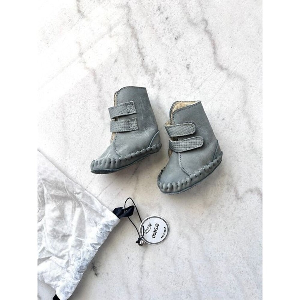 NWT!! Donsje Baby Booties 0-6 Months Grey Leather